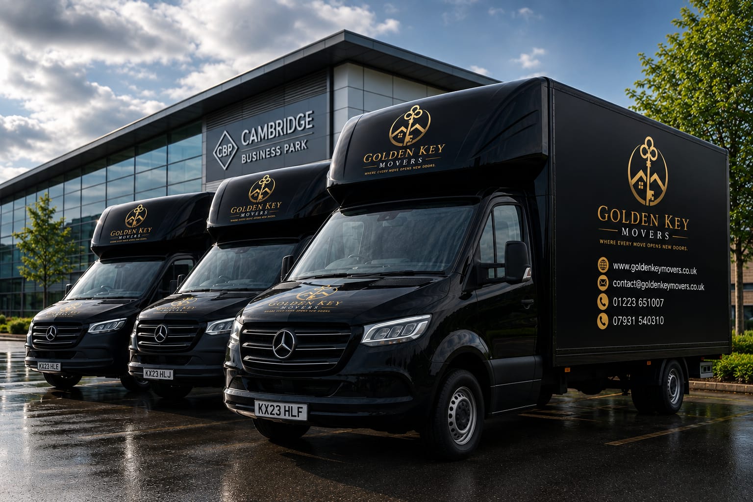 Golden Key Movers branded fleet of Luton vans